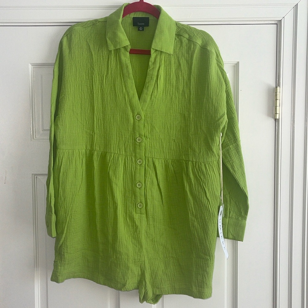 NWT Lumiere spring green romper 100% cotton medium